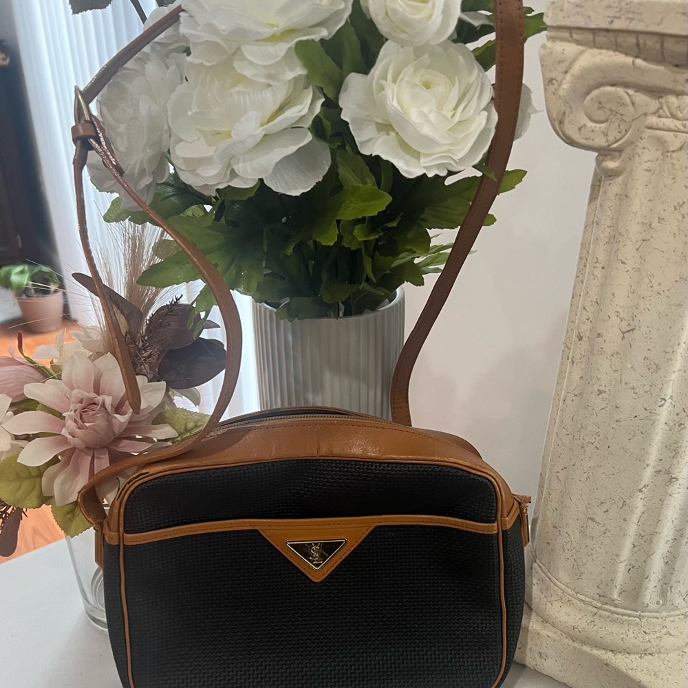 Vintage Yves Saint Laurent Black Structured Crossbody Bag
